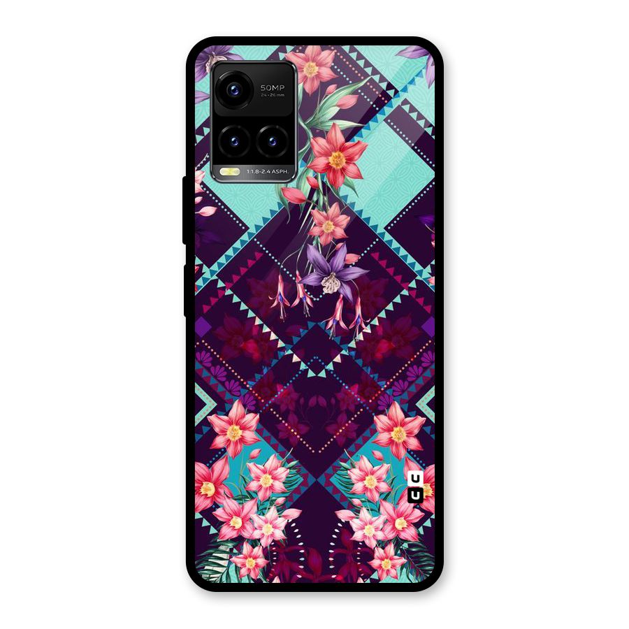 Floral Diamonds Glass Back Case for Vivo Y21T