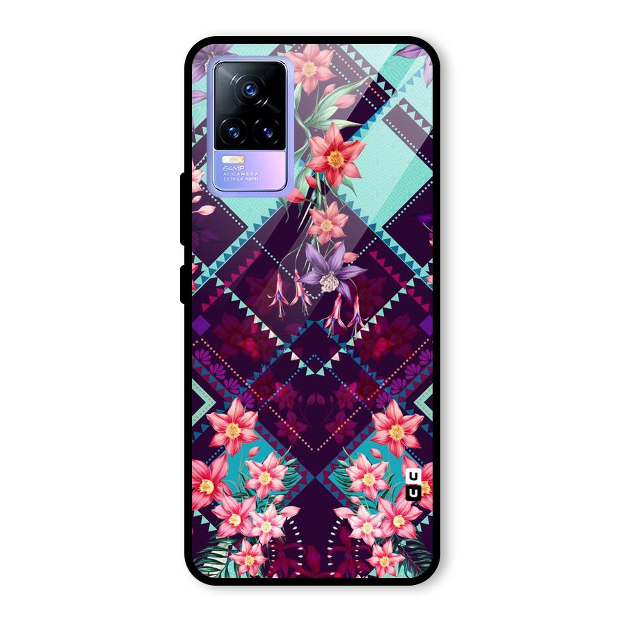 Floral Diamonds Glass Back Case for Vivo Y73
