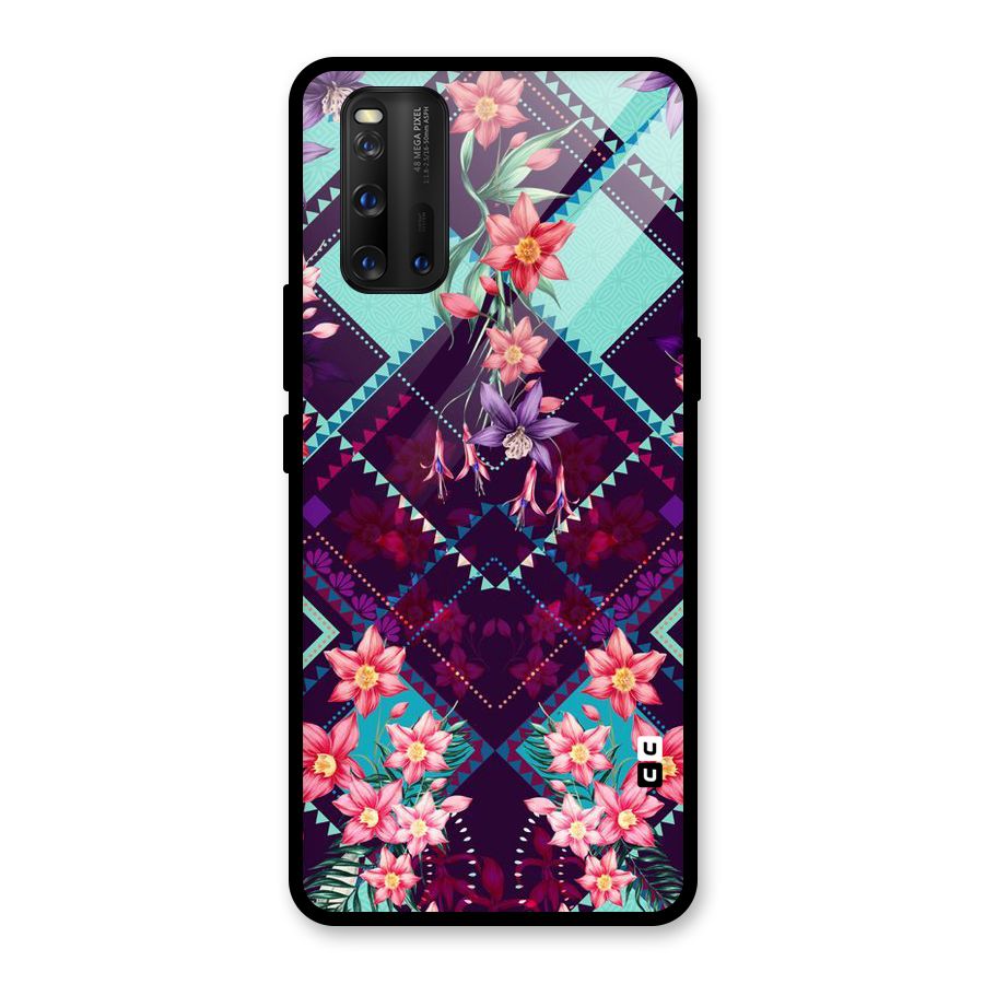 Floral Diamonds Glass Back Case for Vivo iQOO 3