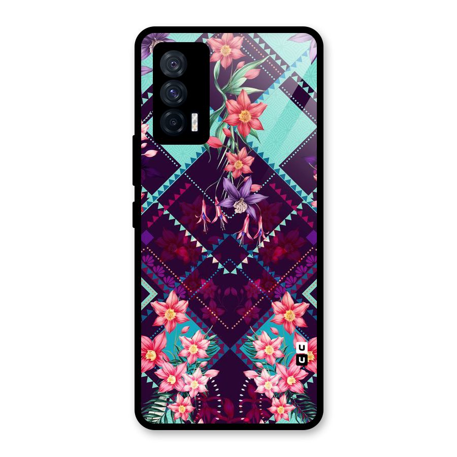 Floral Diamonds Glass Back Case for Vivo iQOO 7 5G