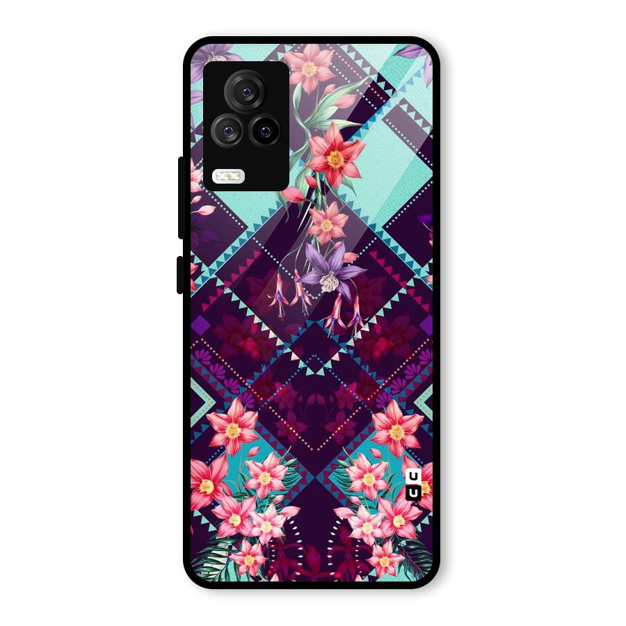 Floral Diamonds Glass Back Case for Vivo iQOO 7 Legend 5G