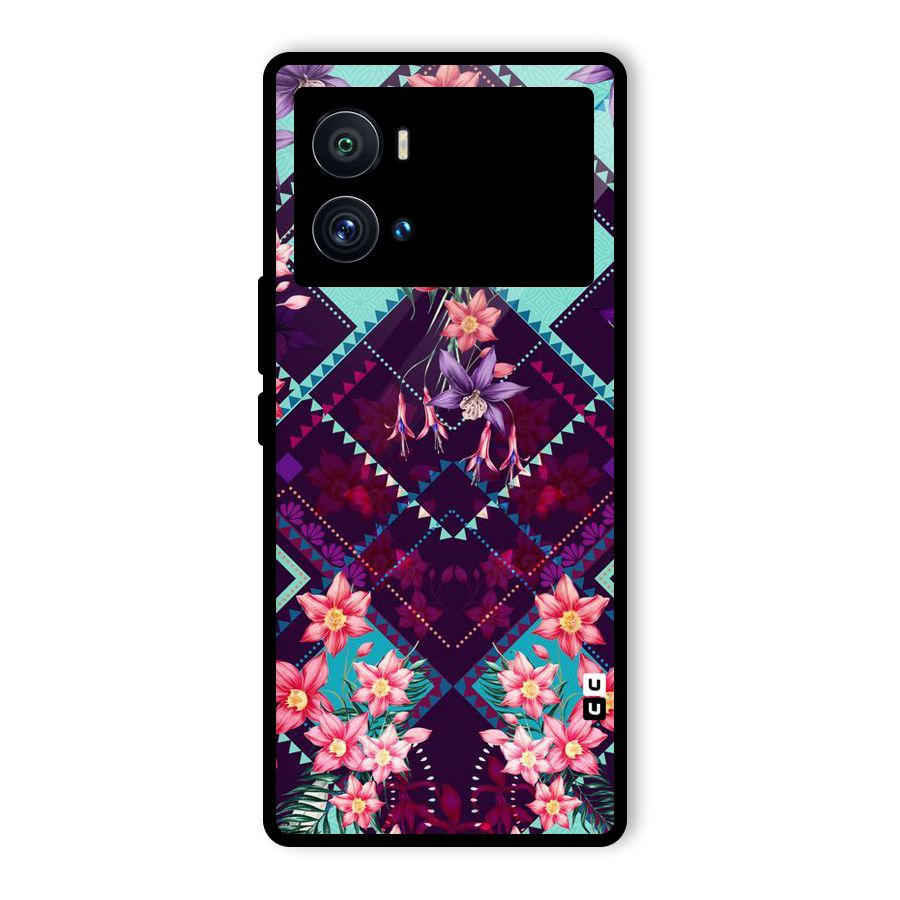 Floral Diamonds Glass Back Case for Vivo iQOO 9 Pro