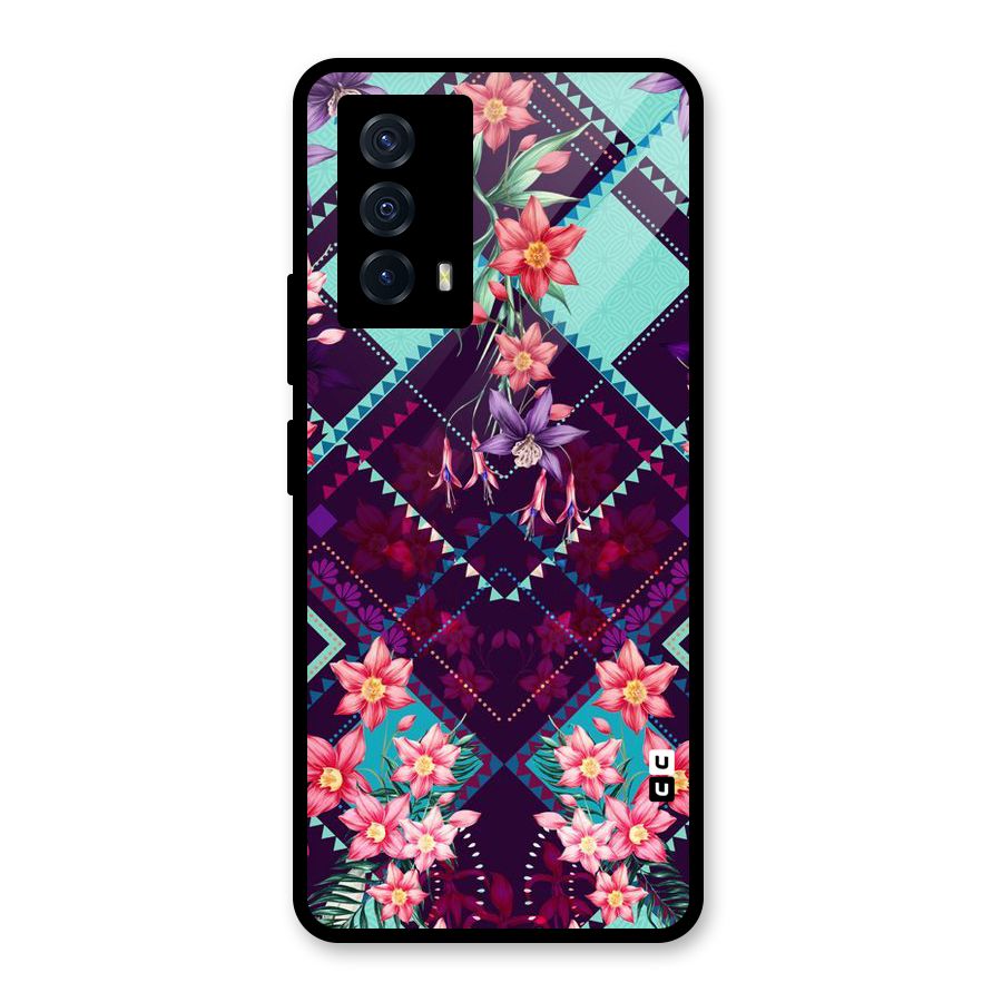 Floral Diamonds Glass Back Case for Vivo iQOO Z5