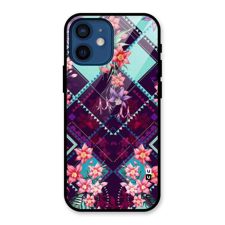 Floral Diamonds Glass Back Case for iPhone 12 Mini