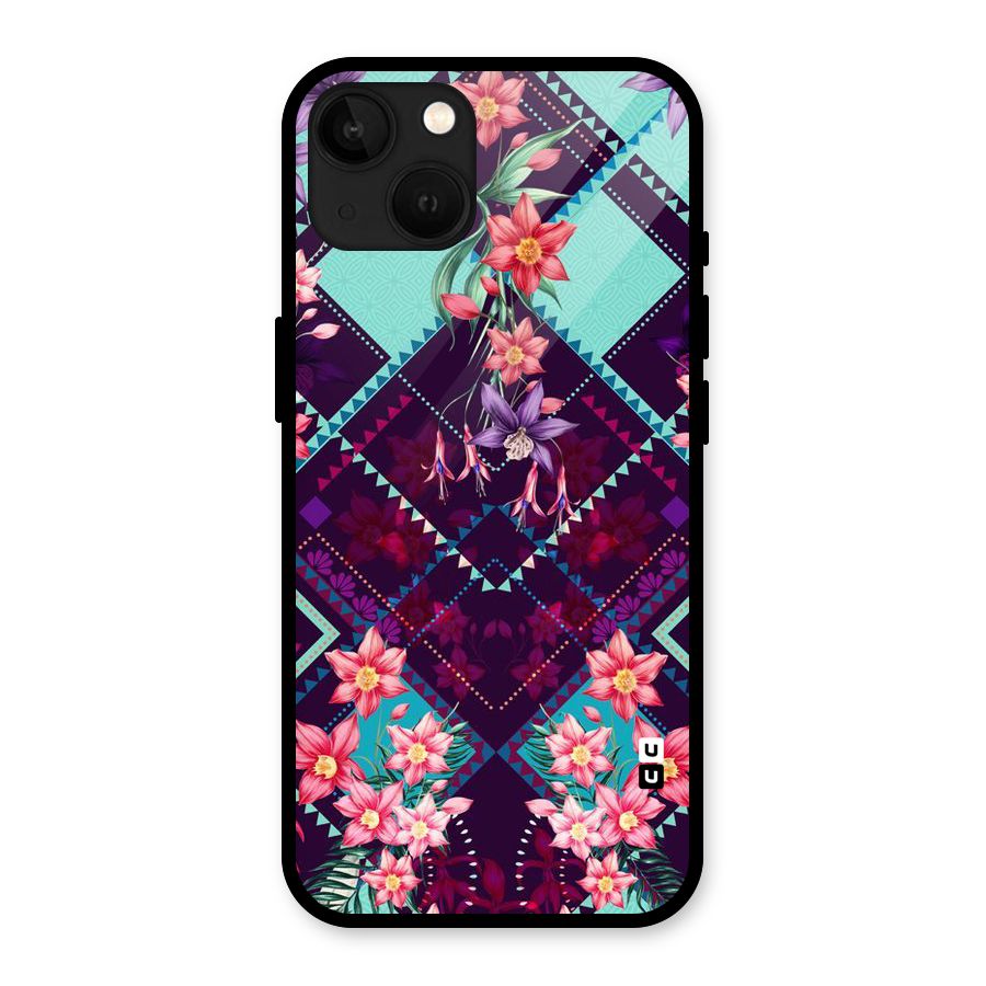 Floral Diamonds Glass Back Case for iPhone 13