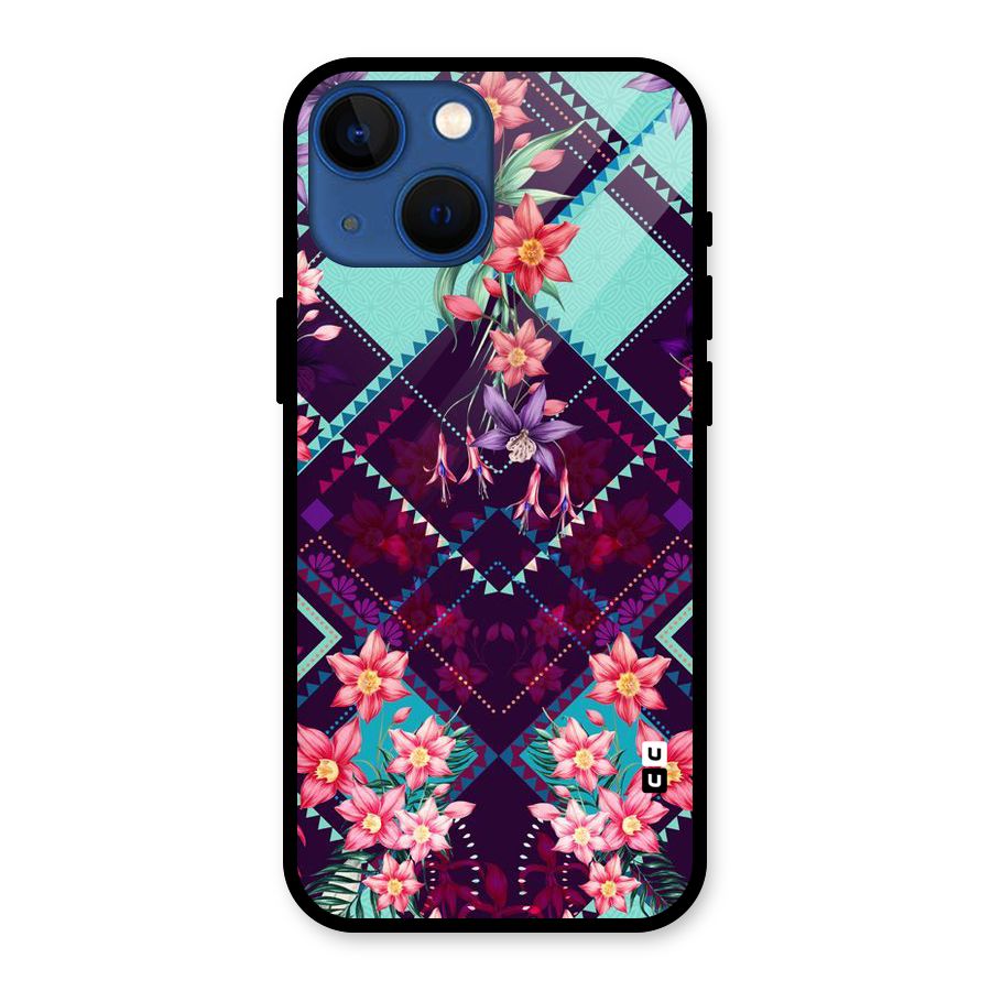 Floral Diamonds Glass Back Case for iPhone 13 Mini
