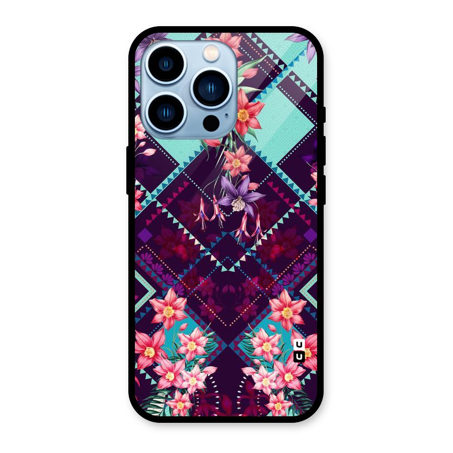 Floral Diamonds Glass Back Case for iPhone 13 Pro