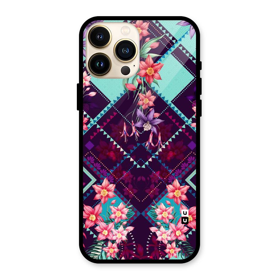 Floral Diamonds Glass Back Case for iPhone 13 Pro Max