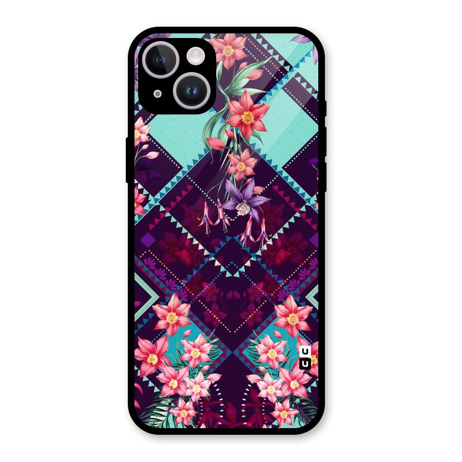 Floral Diamonds Glass Back Case for iPhone 14 Plus