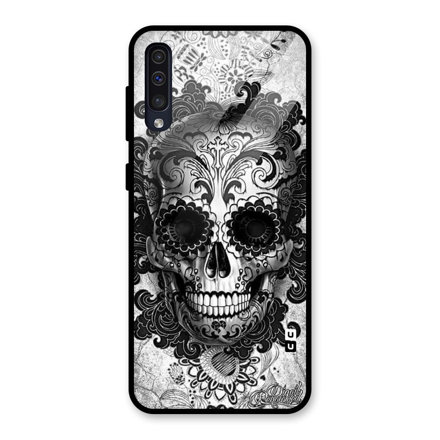 Floral Ghost Glass Back Case for Galaxy A50