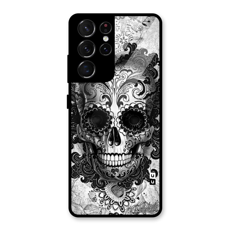 Floral Ghost Glass Back Case for Galaxy S21 Ultra 5G
