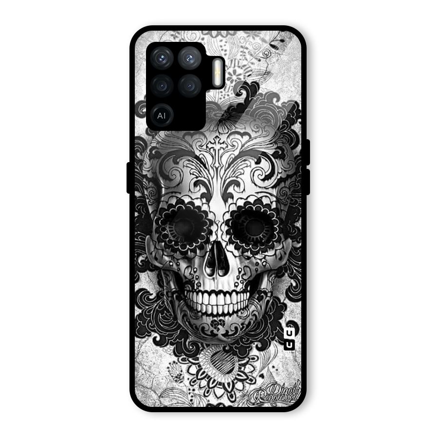 Floral Ghost Glass Back Case for Oppo F19 Pro