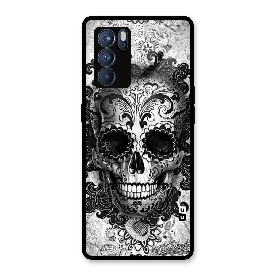 Floral Ghost Glass Back Case for Oppo Reno6 Pro 5G