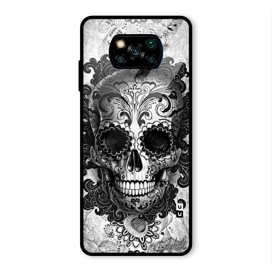 Floral Ghost Glass Back Case for Poco X3 Pro