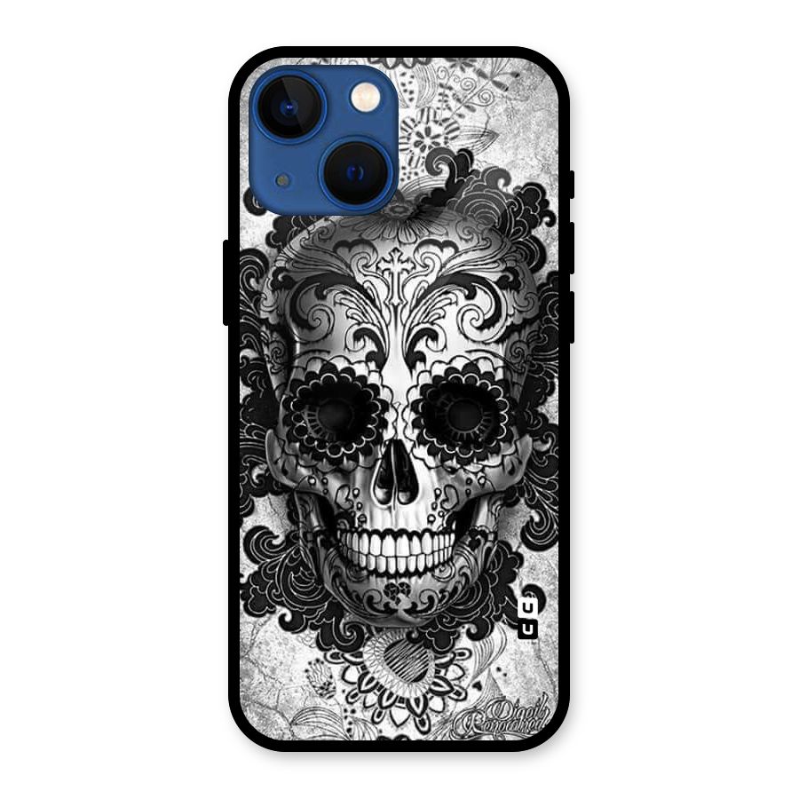 Floral Ghost Glass Back Case for iPhone 13 Mini