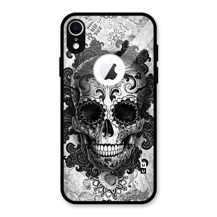 Floral Ghost Glass Back Case for iPhone XR Logo Cut