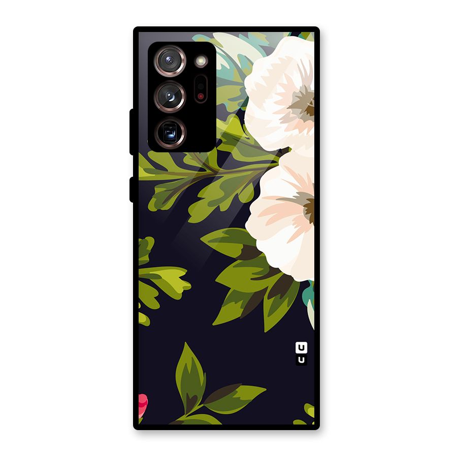Floral Leaves Glass Back Case for Galaxy Note 20 Ultra