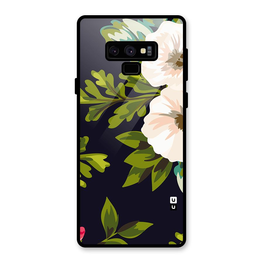 Floral Leaves Glass Back Case for Galaxy Note 9