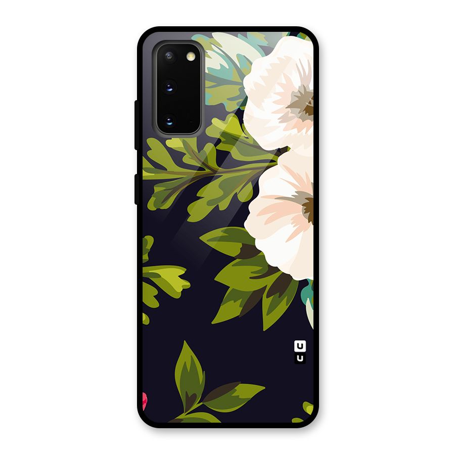 Floral Leaves Glass Back Case for Galaxy S20