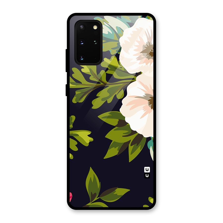 Floral Leaves Glass Back Case for Galaxy S20 Plus