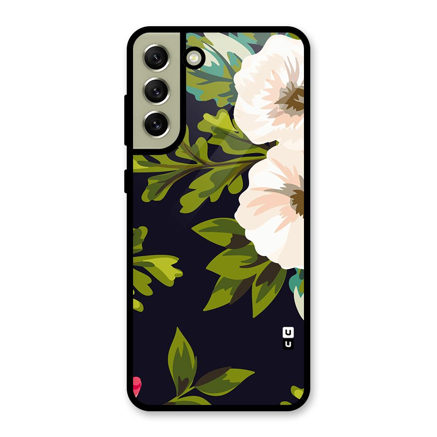 Floral Leaves Glass Back Case for Galaxy S21 FE 5G
