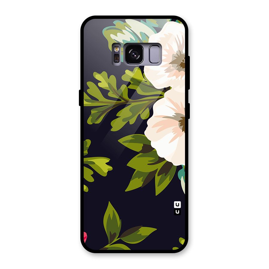 Floral Leaves Glass Back Case for Galaxy S8