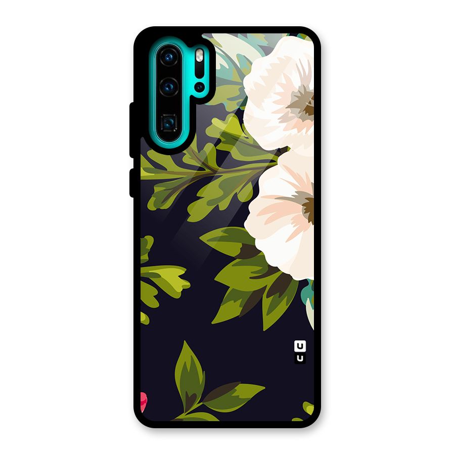 Floral Leaves Glass Back Case for Huawei P30 Pro