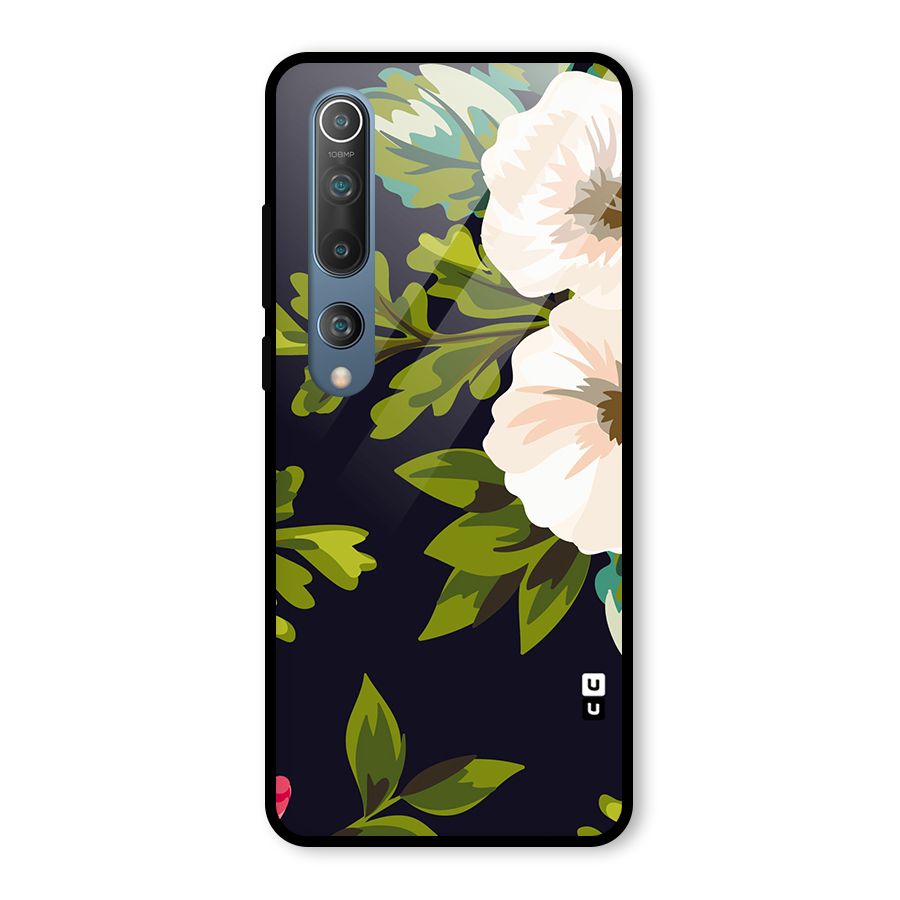 Floral Leaves Glass Back Case for Mi 10