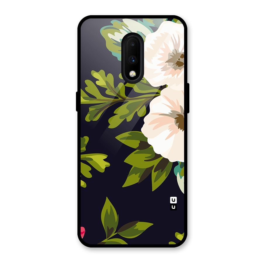 Floral Leaves Glass Back Case for OnePlus 7