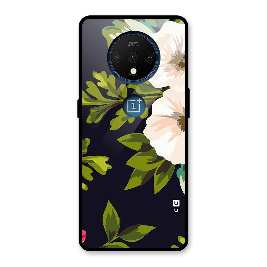 Floral Leaves Glass Back Case for OnePlus 7T