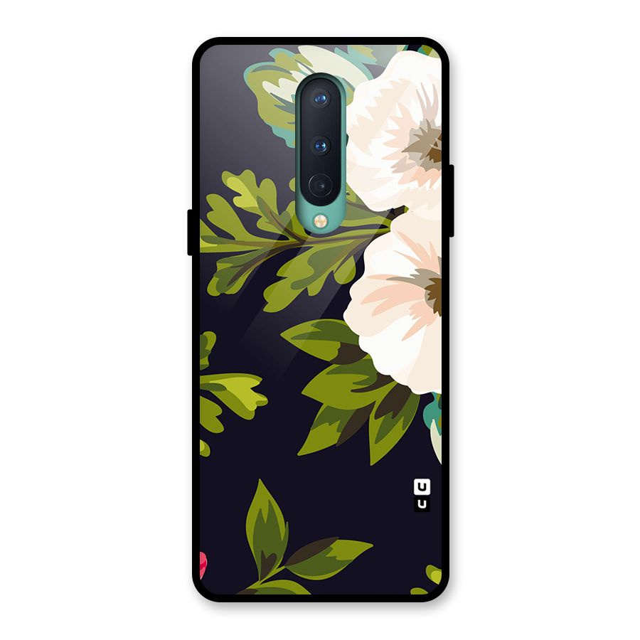 Floral Leaves Glass Back Case for OnePlus 8