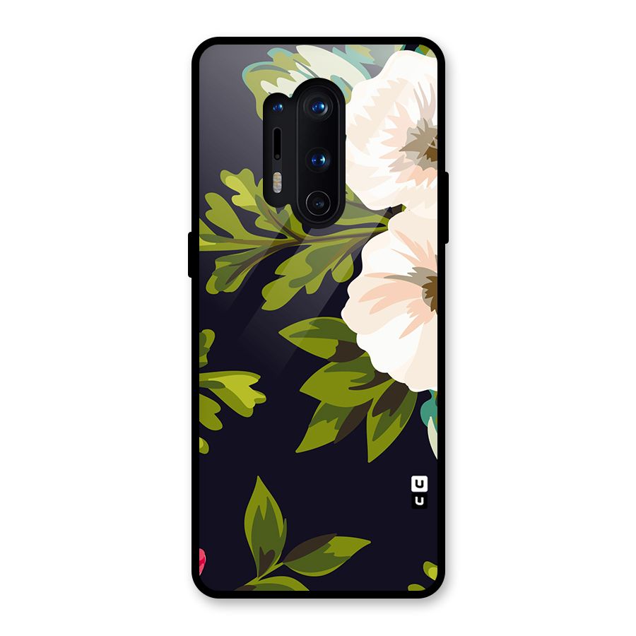 Floral Leaves Glass Back Case for OnePlus 8 Pro