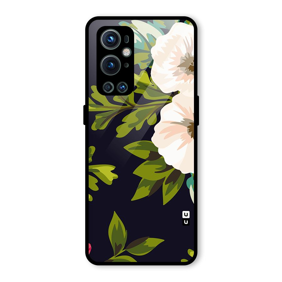 Floral Leaves Glass Back Case for OnePlus 9 Pro