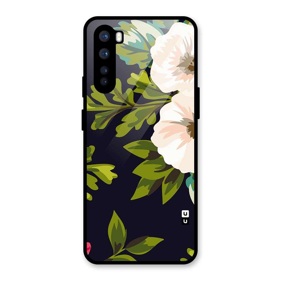 Floral Leaves Glass Back Case for OnePlus Nord