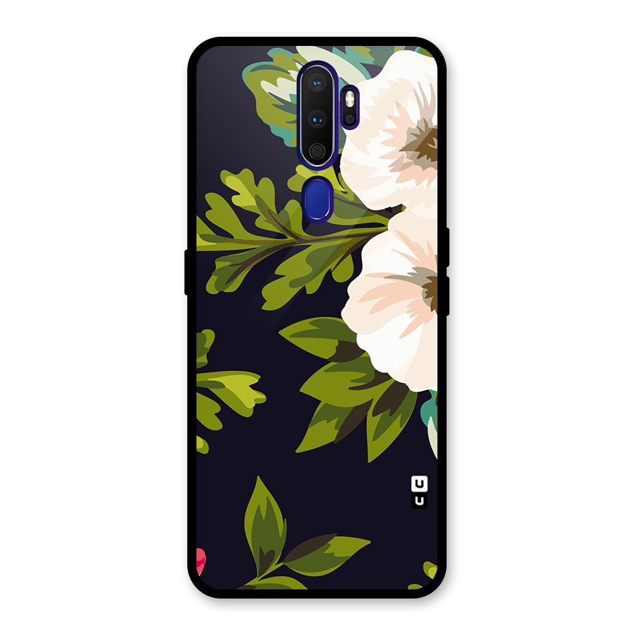 Floral Leaves Glass Back Case for Oppo A9 (2020)