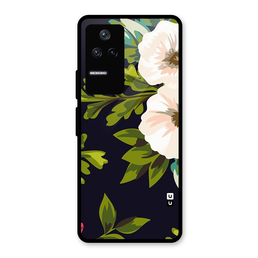 Floral Leaves Glass Back Case for Poco F4 5G