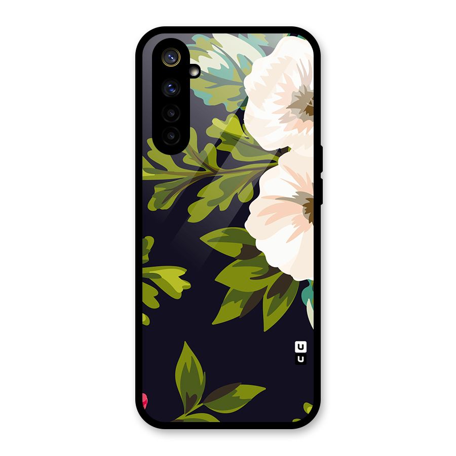 Floral Leaves Glass Back Case for Realme 6