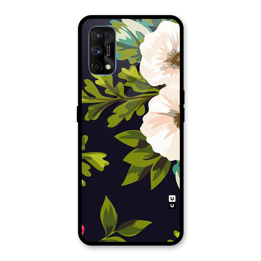 Floral Leaves Glass Back Case for Realme 7 Pro
