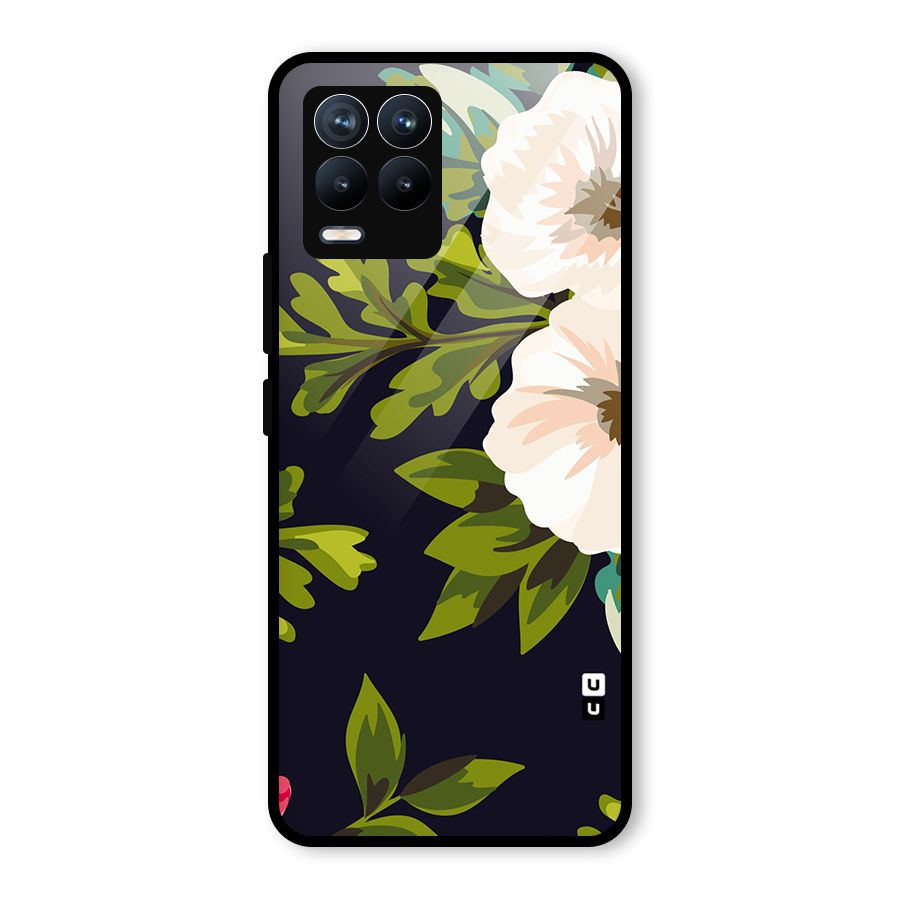 Floral Leaves Glass Back Case for Realme 8 Pro