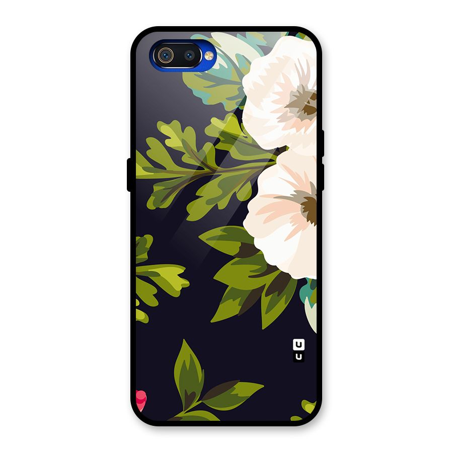 Floral Leaves Glass Back Case for Realme C2