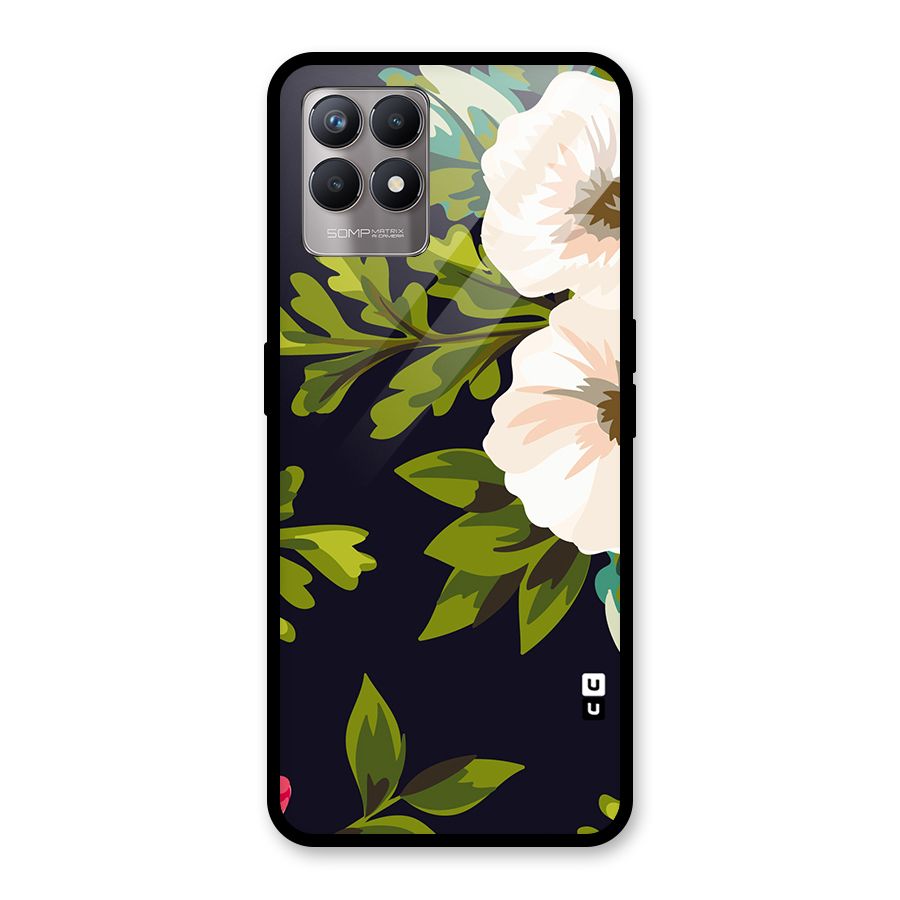 Floral Leaves Glass Back Case for Realme Narzo 50