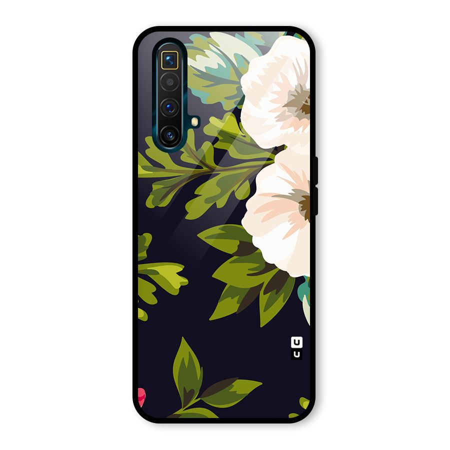 Floral Leaves Glass Back Case for Realme X3 SuperZoom