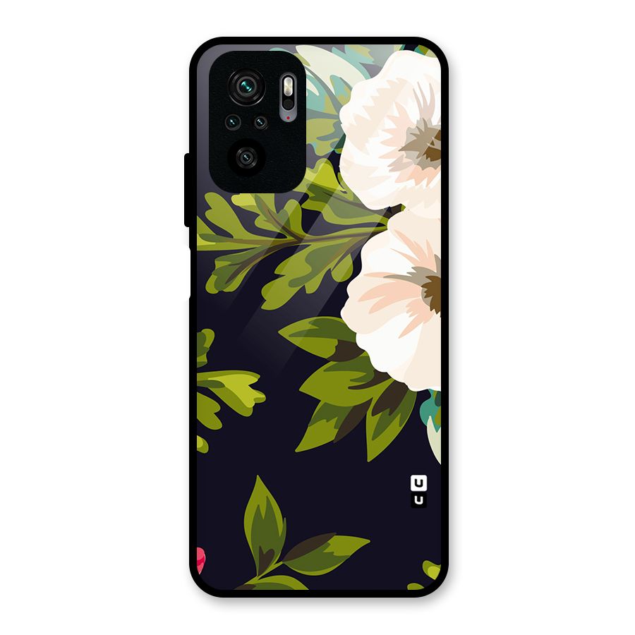 Floral Leaves Glass Back Case for Redmi Note 10S