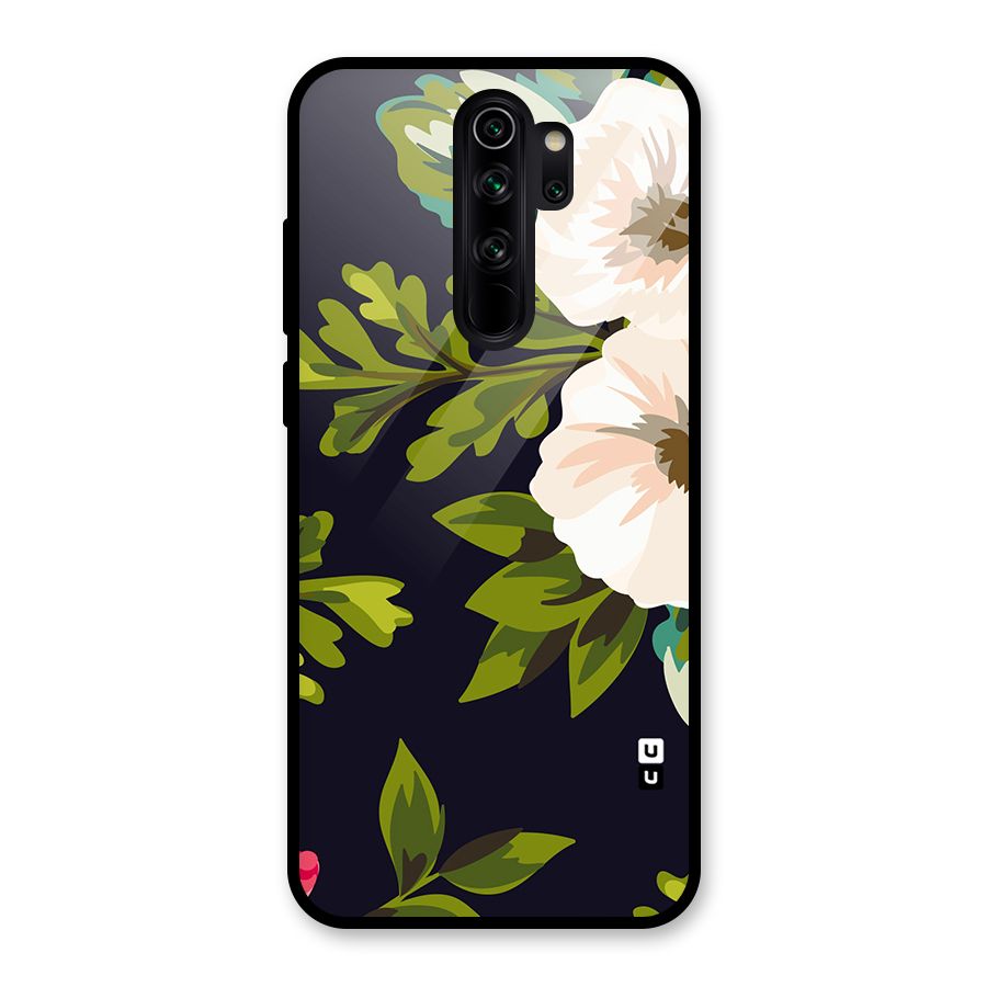 Floral Leaves Glass Back Case for Redmi Note 8 Pro