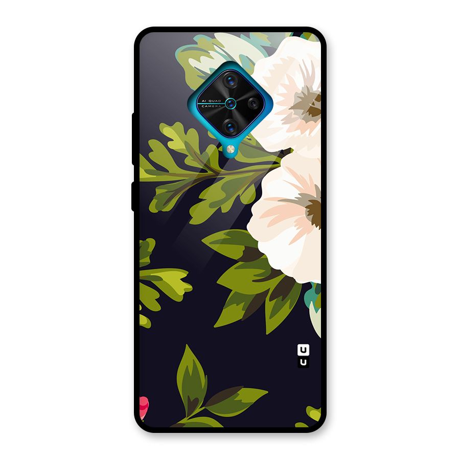 Floral Leaves Glass Back Case for Vivo S1 Pro