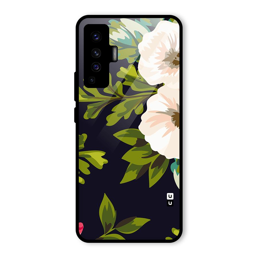 Floral Leaves Glass Back Case for Vivo X50