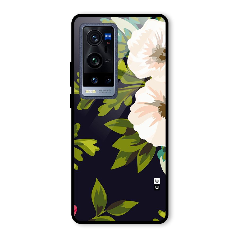 Floral Leaves Glass Back Case for Vivo X60 Pro Plus