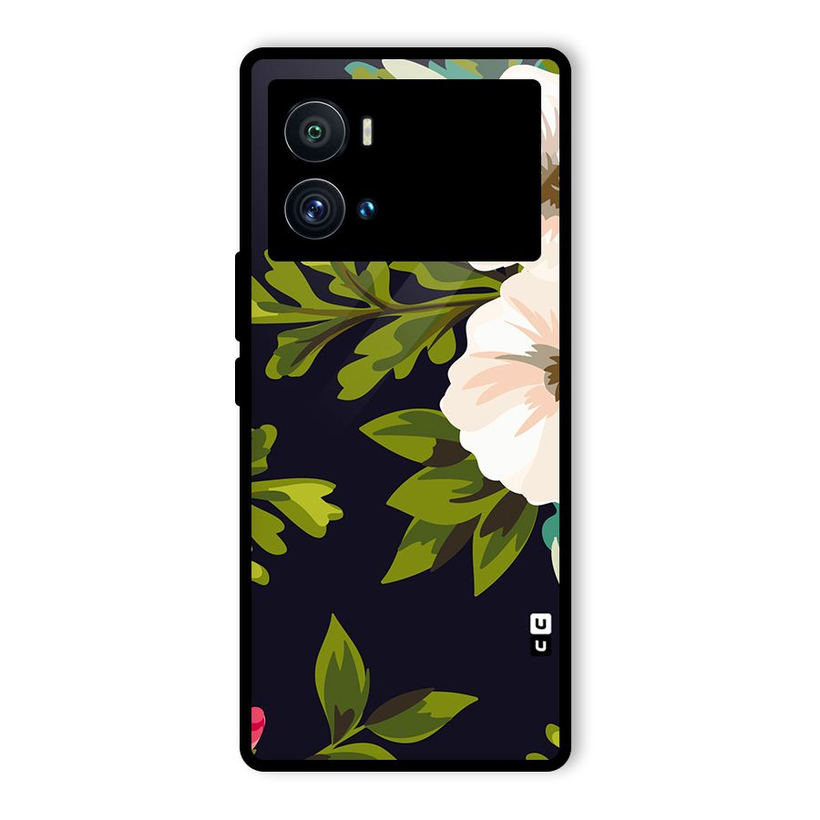 Floral Leaves Glass Back Case for Vivo iQOO 9 Pro
