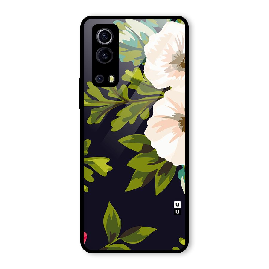 Floral Leaves Glass Back Case for Vivo iQOO Z3