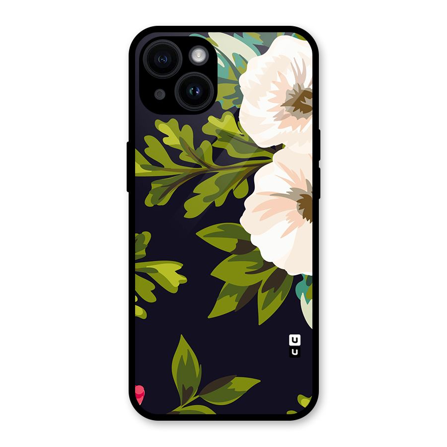 Floral Leaves Glass Back Case for iPhone 14